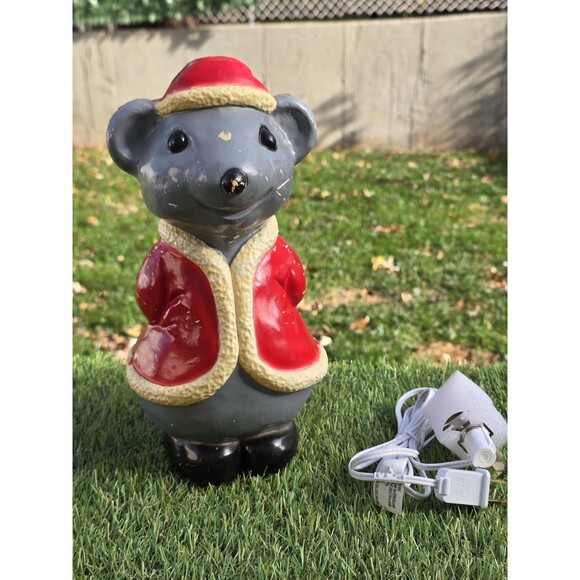 Union Other - HTF Vtg Christmas Blow Mold Union Products Gray Santa Mouse (New Cord & LED Bulb